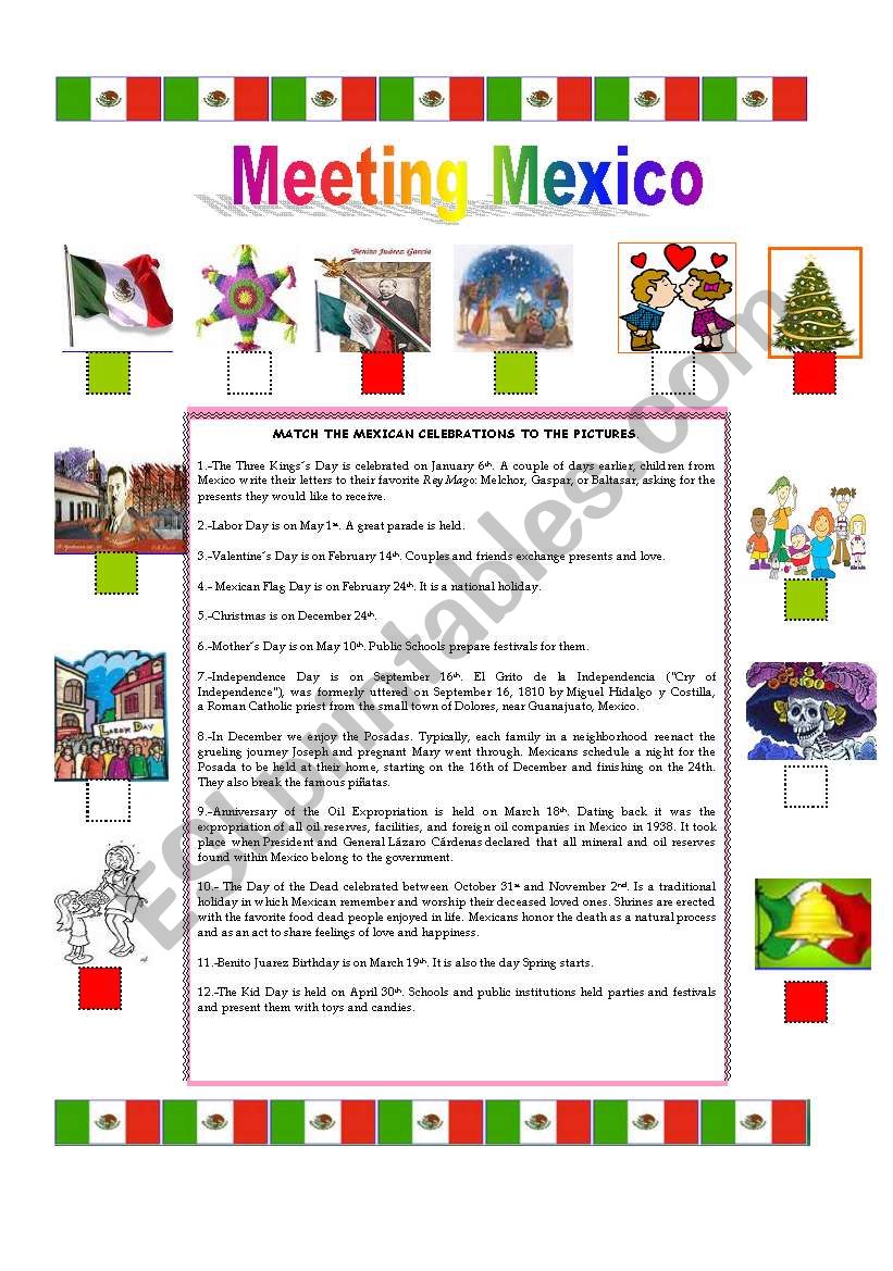 TRADITIONS IN MEXICO worksheet