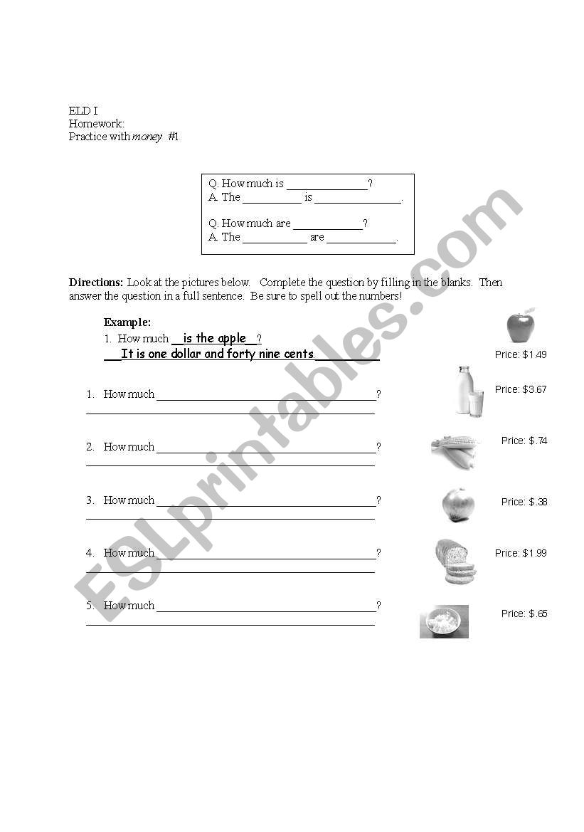 How much? worksheet