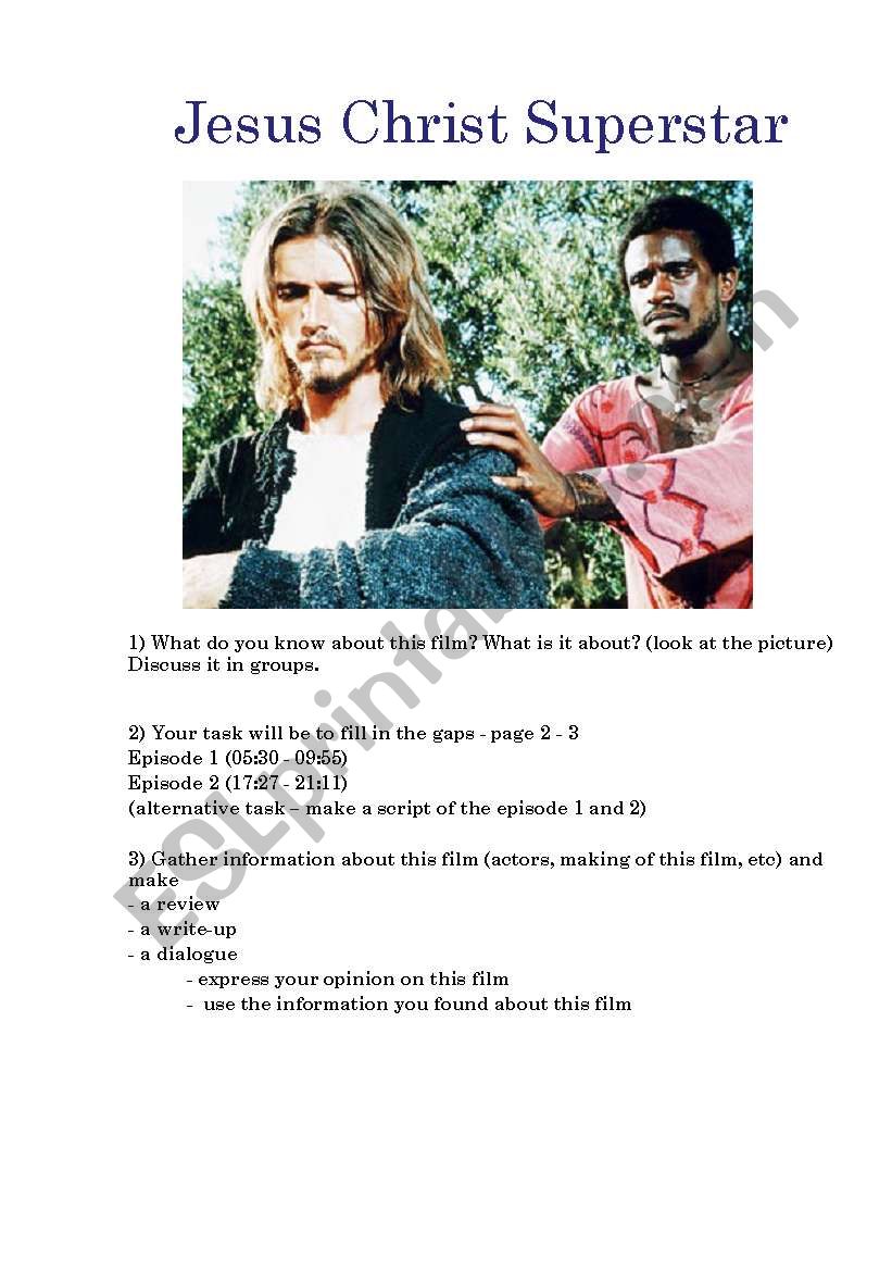 Jesus Christ Superstar worksheet