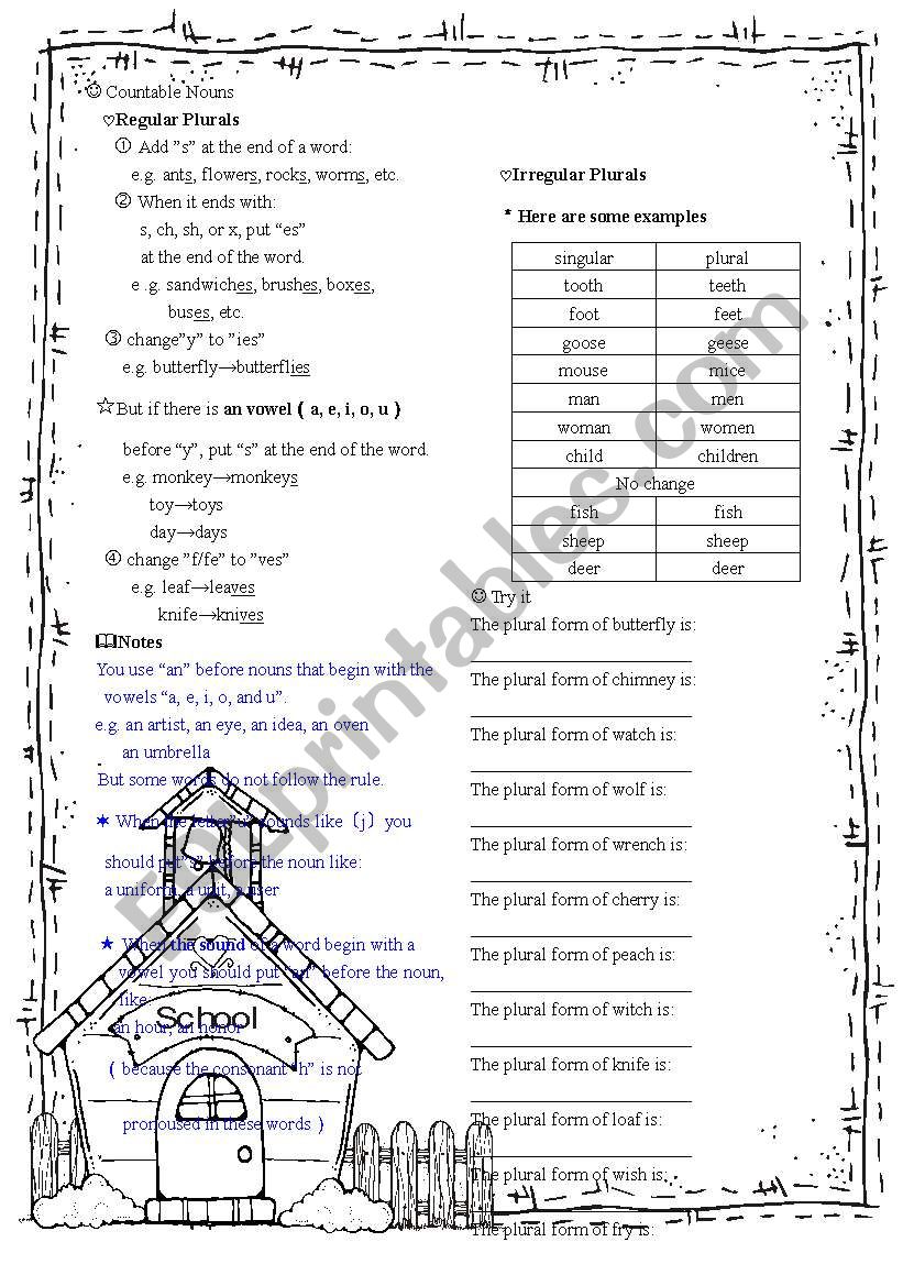 countable nouns worksheet