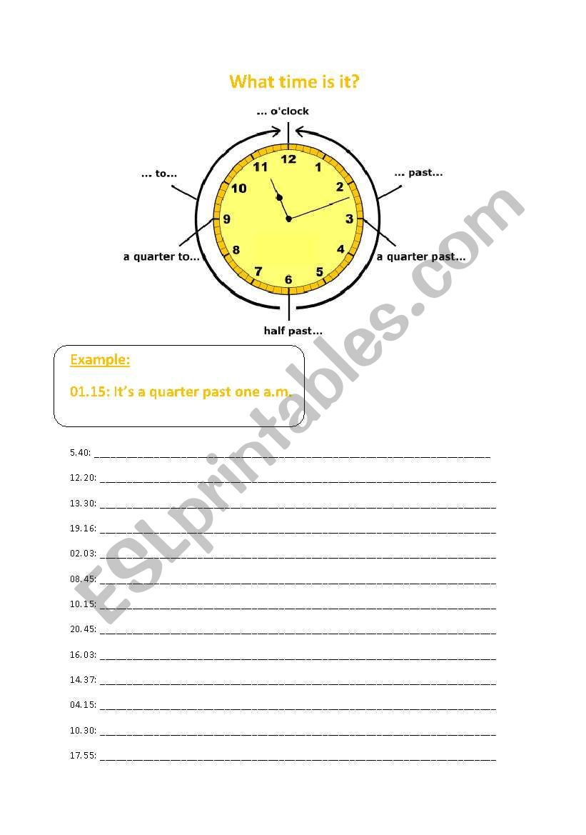 The Time worksheet