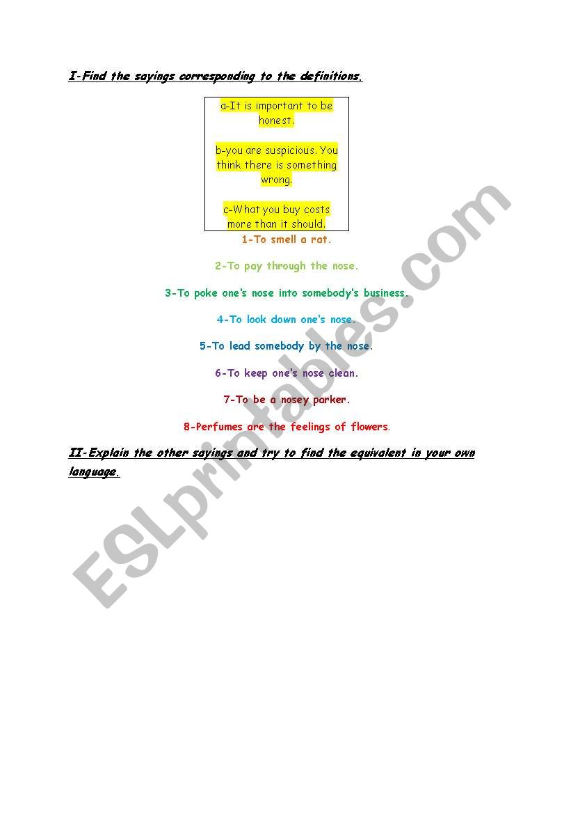 Express yourself (proverbs) worksheet