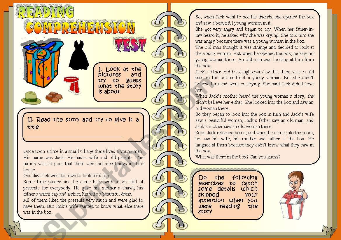 READING COMPREHENSION TEST worksheet