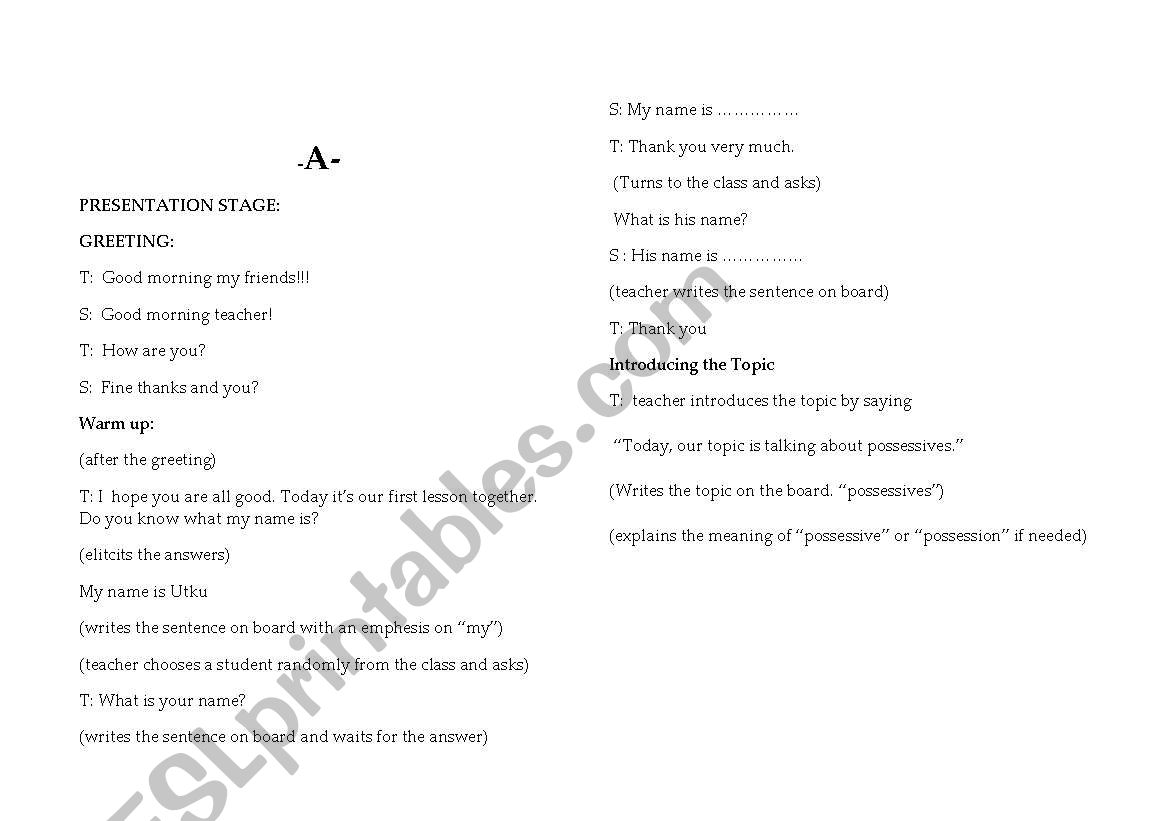 possessive adjectives worksheet