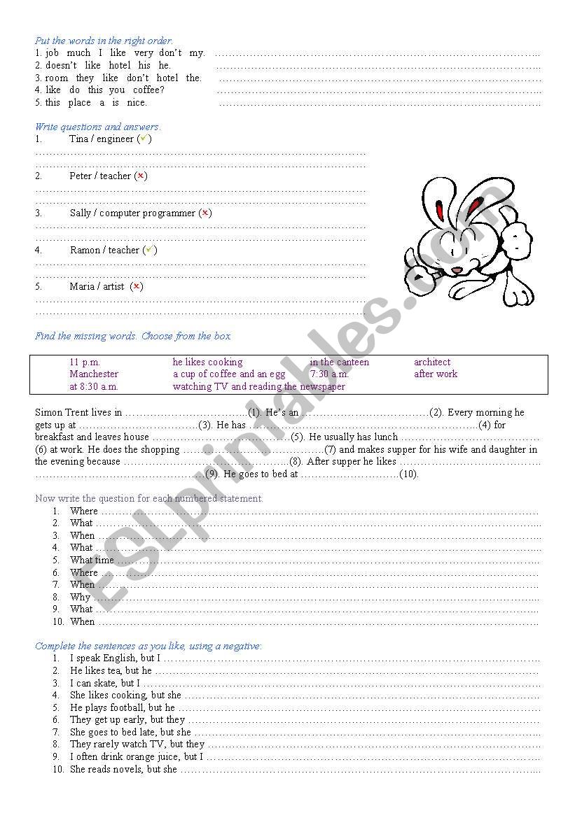 Present Simple - exercises worksheet