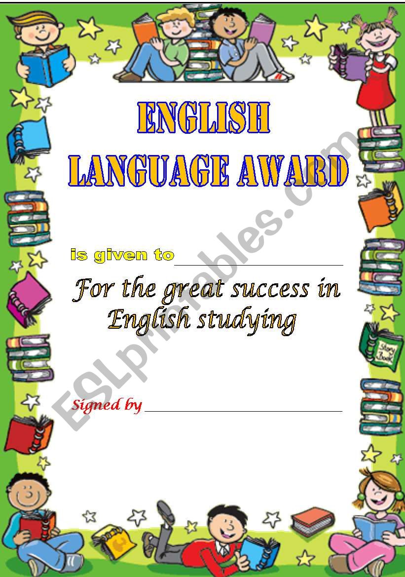 ENGLISH LANGUAGE AWARD worksheet
