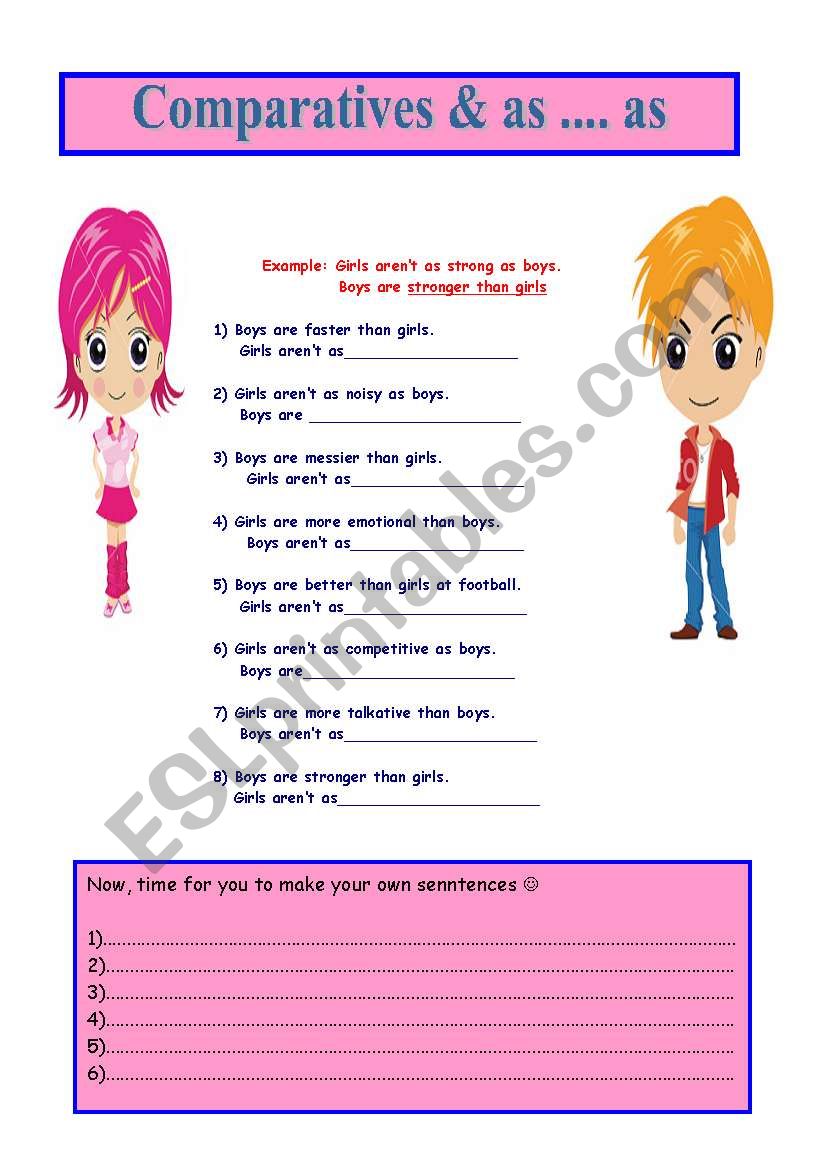 Comparatives & as as worksheet