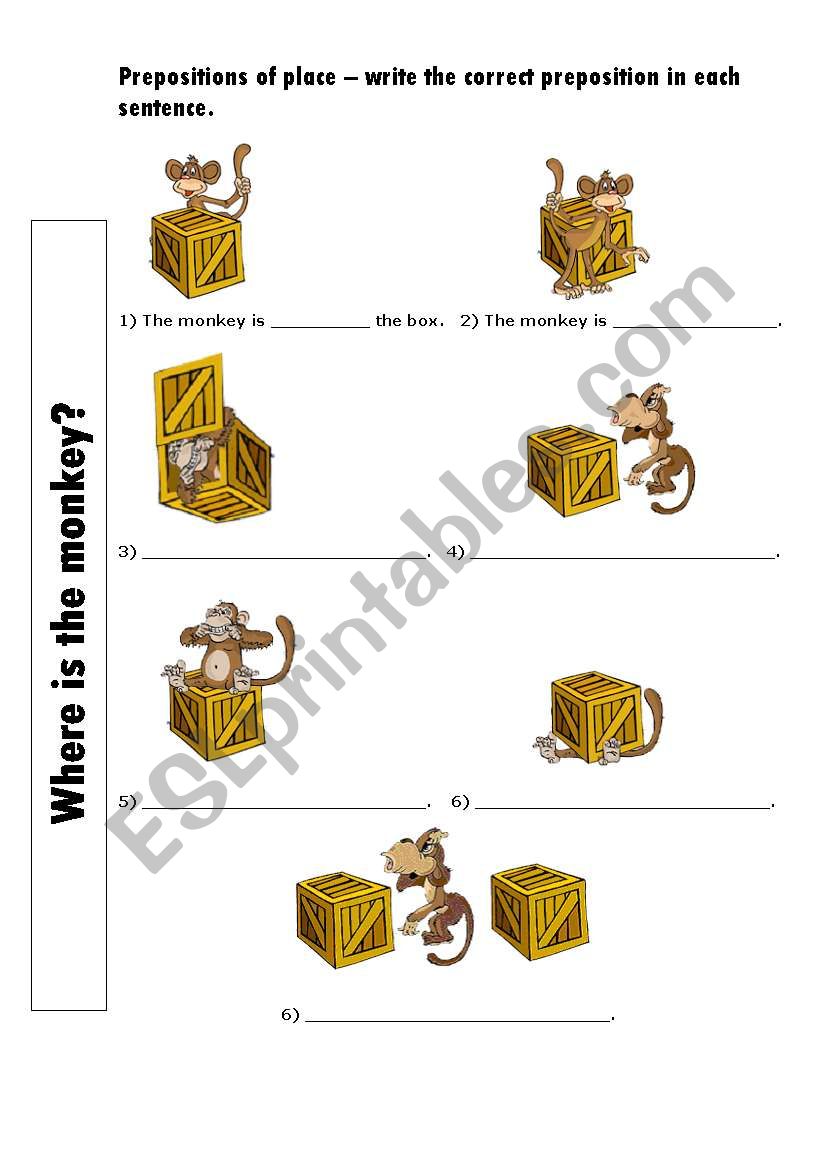 Prepositions of place worksheet