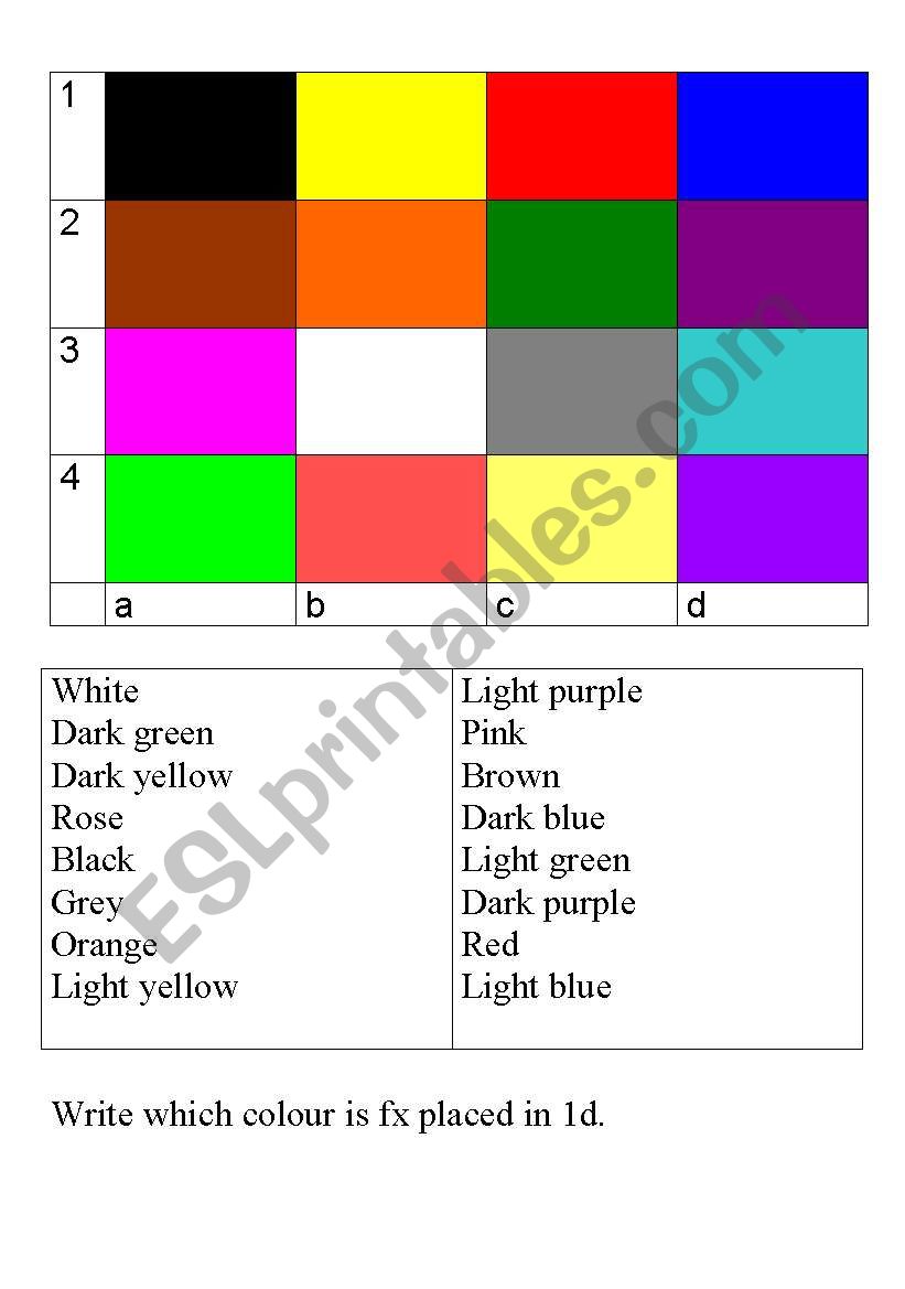 Colours worksheet