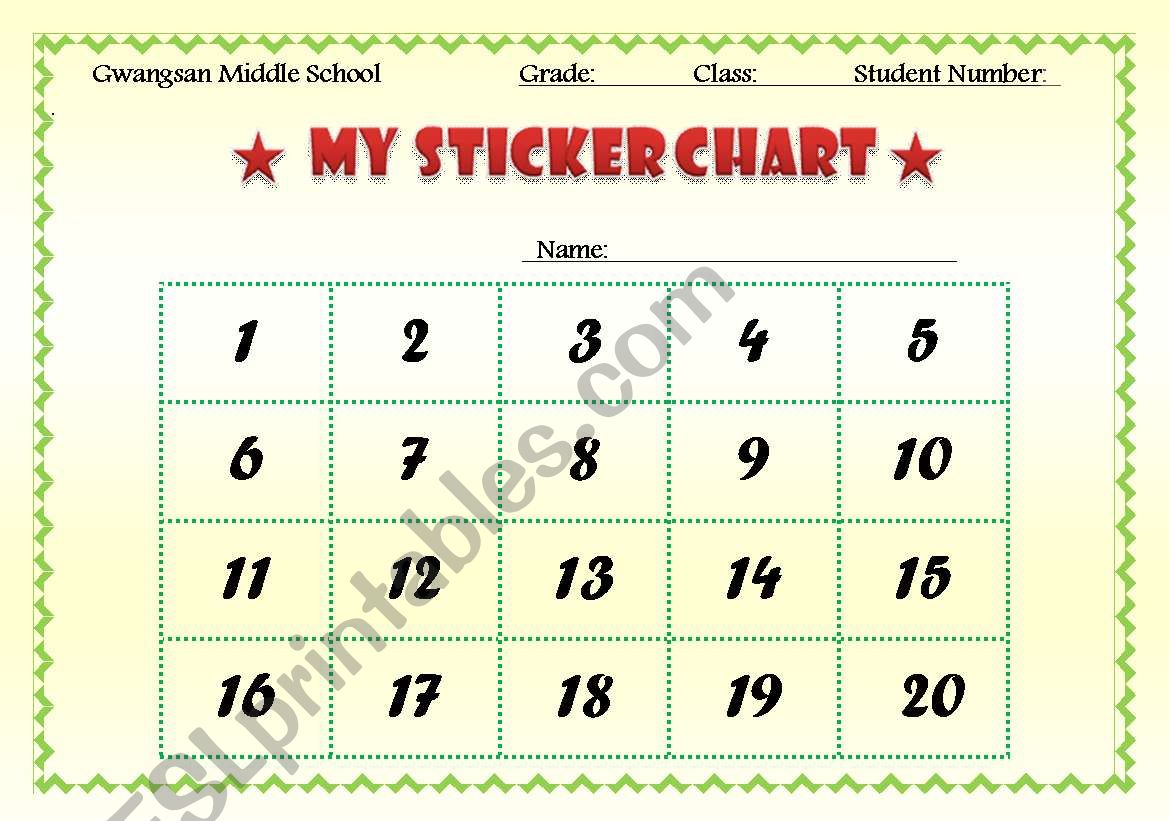 Sticker Chart worksheet