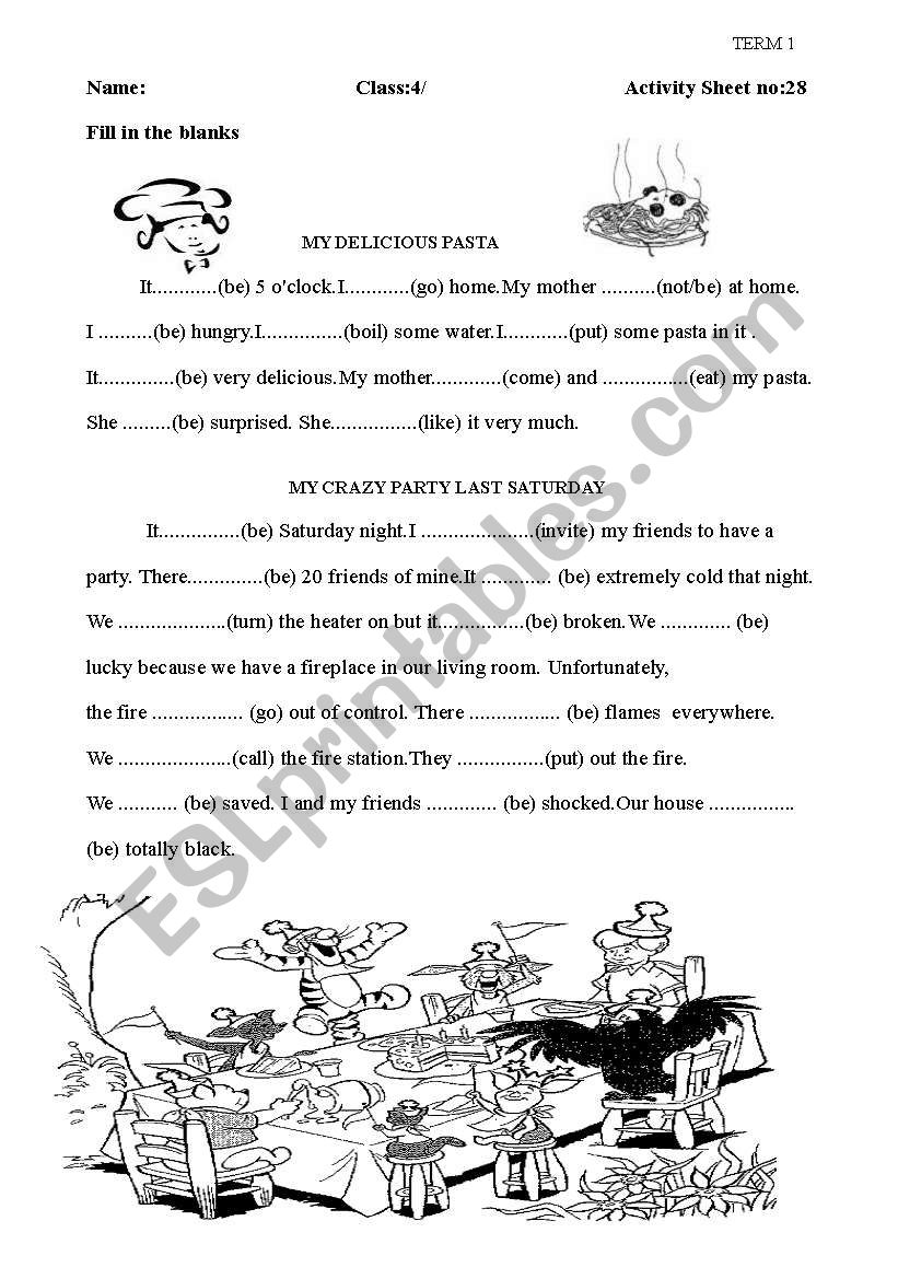 was were / simple past worksheet