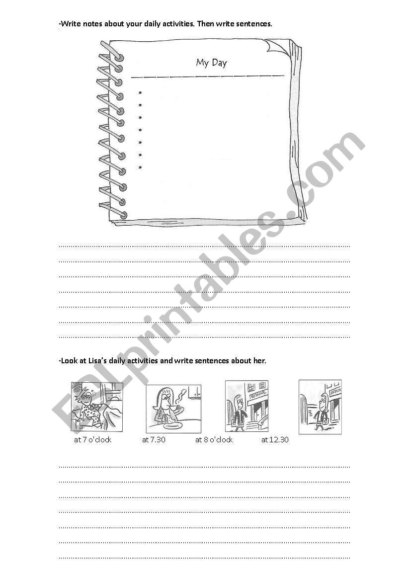 Daily activities worksheet