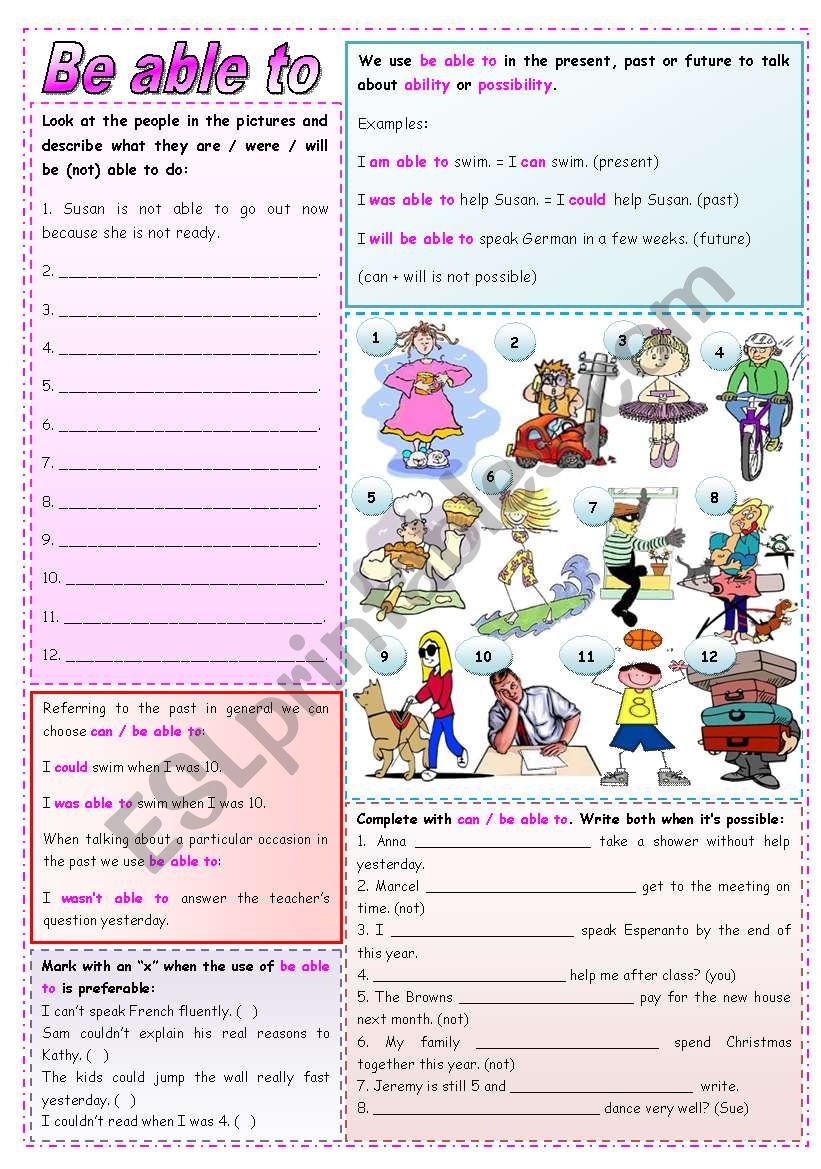 Be able to (grammar and exercises) **fully editable