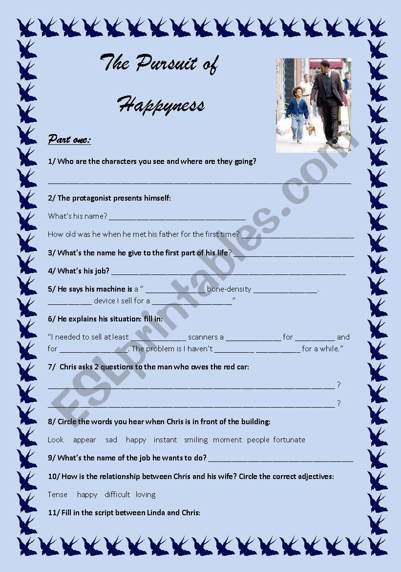 The Pursuit of HappYness worksheet