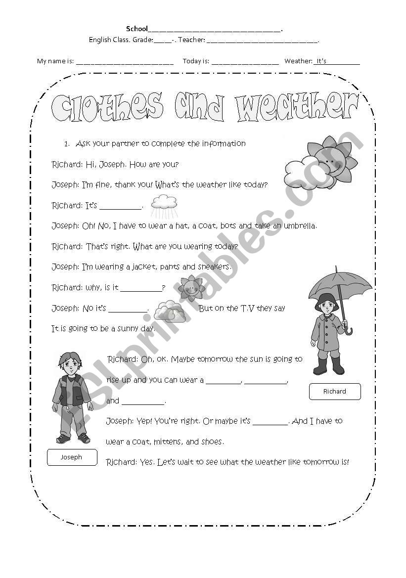 Clothes and Weather worksheet