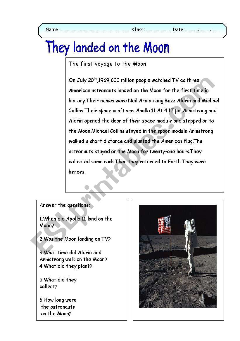 First man on the Moon worksheet