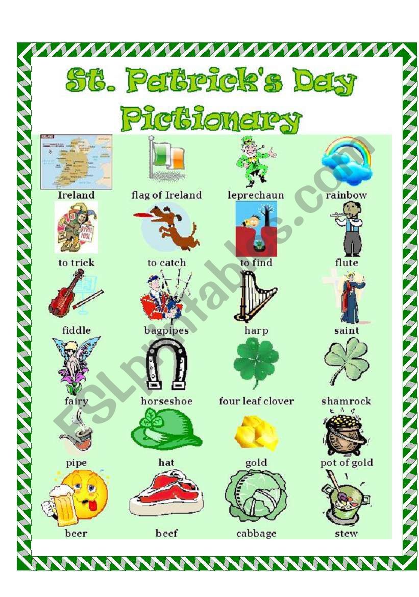 St. Patricks Day Pictionary worksheet