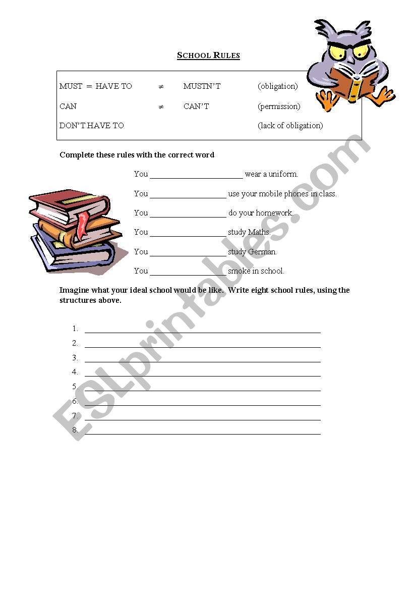 School Rules worksheet