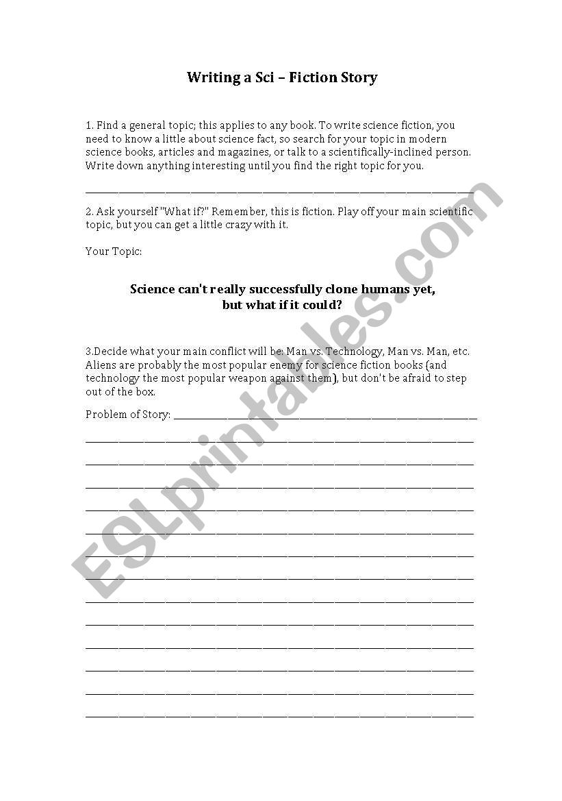 Writing Science fiction worksheet