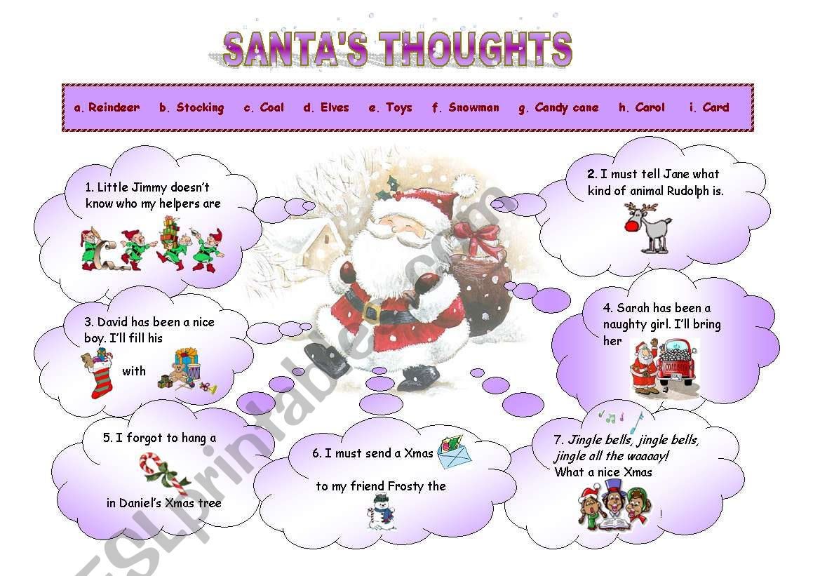 SANTAS THOUGHTS worksheet