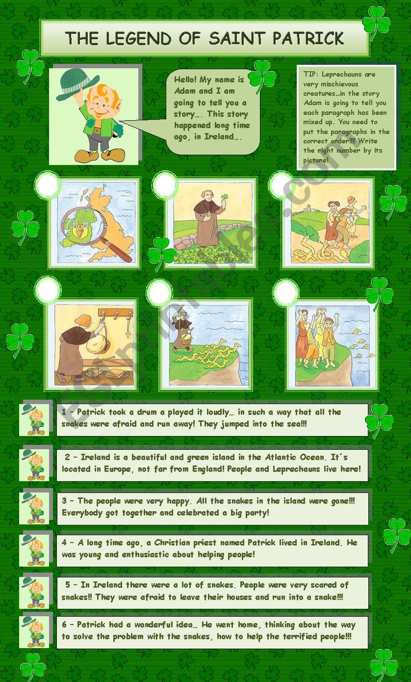 The legend of Saint Patrick worksheet