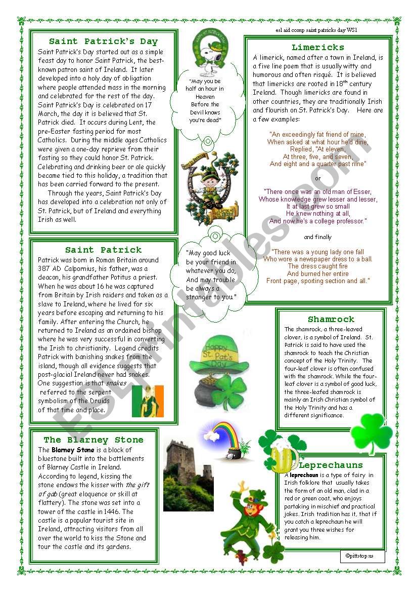 St Patricks Day Reading worksheet