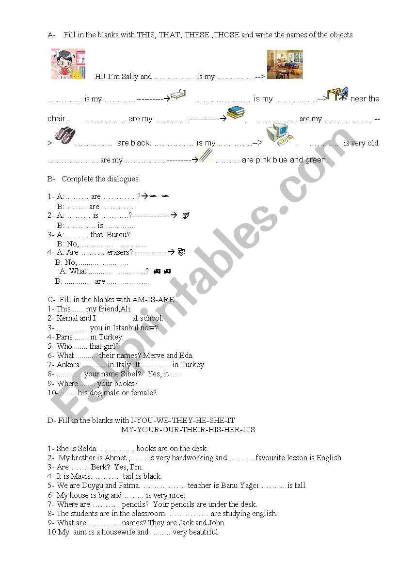 demonstratives worksheet