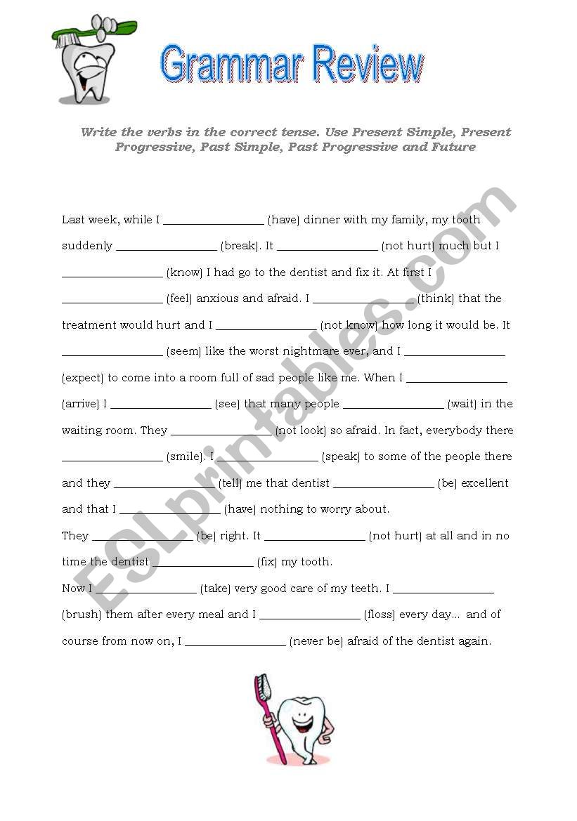 Review of Basic Tenses worksheet