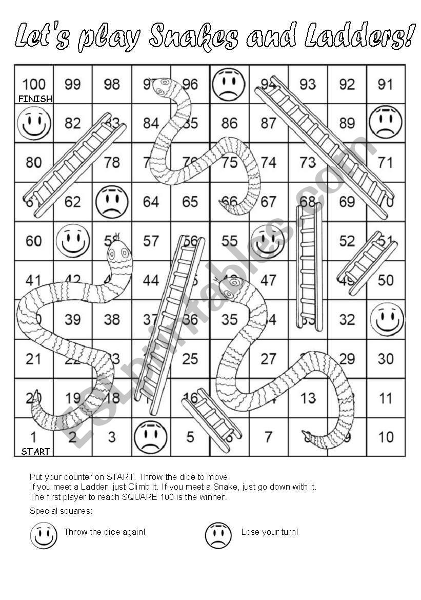 Snakes and Ladders worksheet