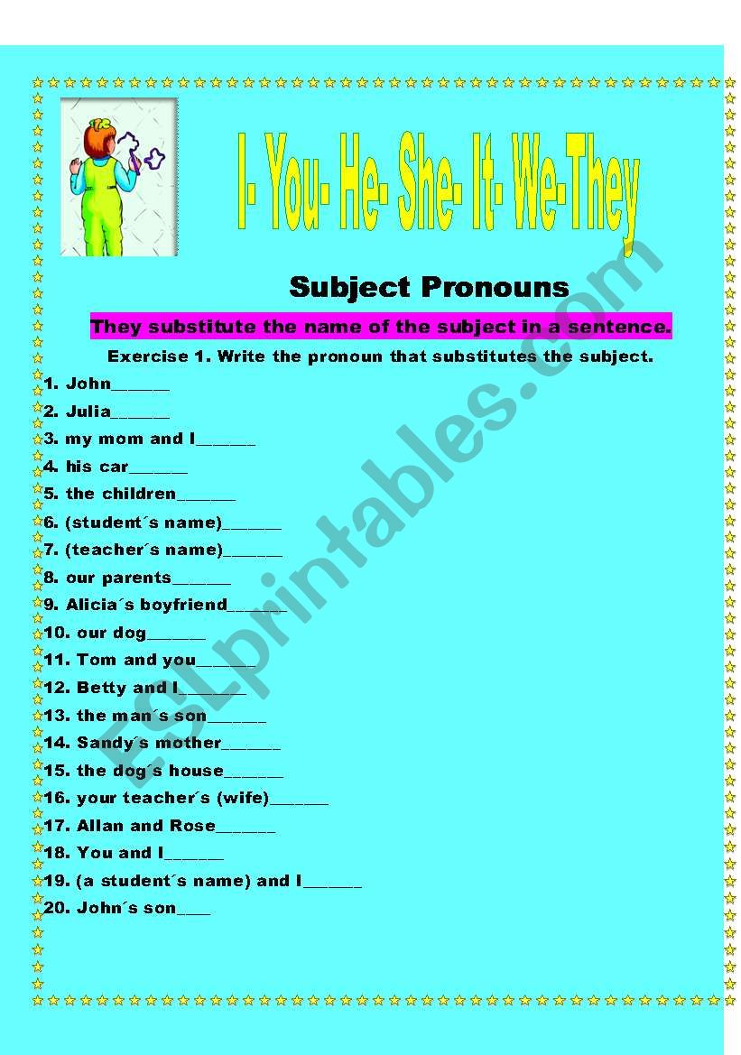 SUBJECT PRONOUNS worksheet