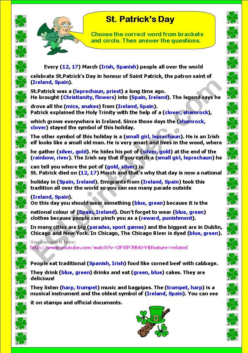 St. Patricks Day worksheet