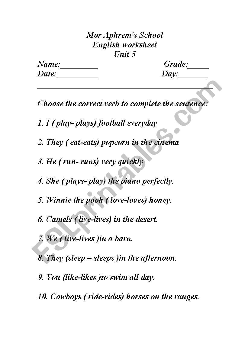 subject pronoun worksheet