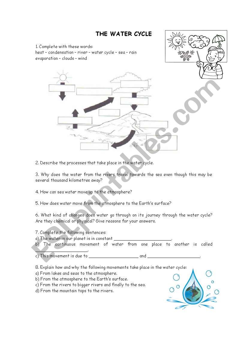 English worksheets: The water cycle Within The Water Cycle Worksheet Answers