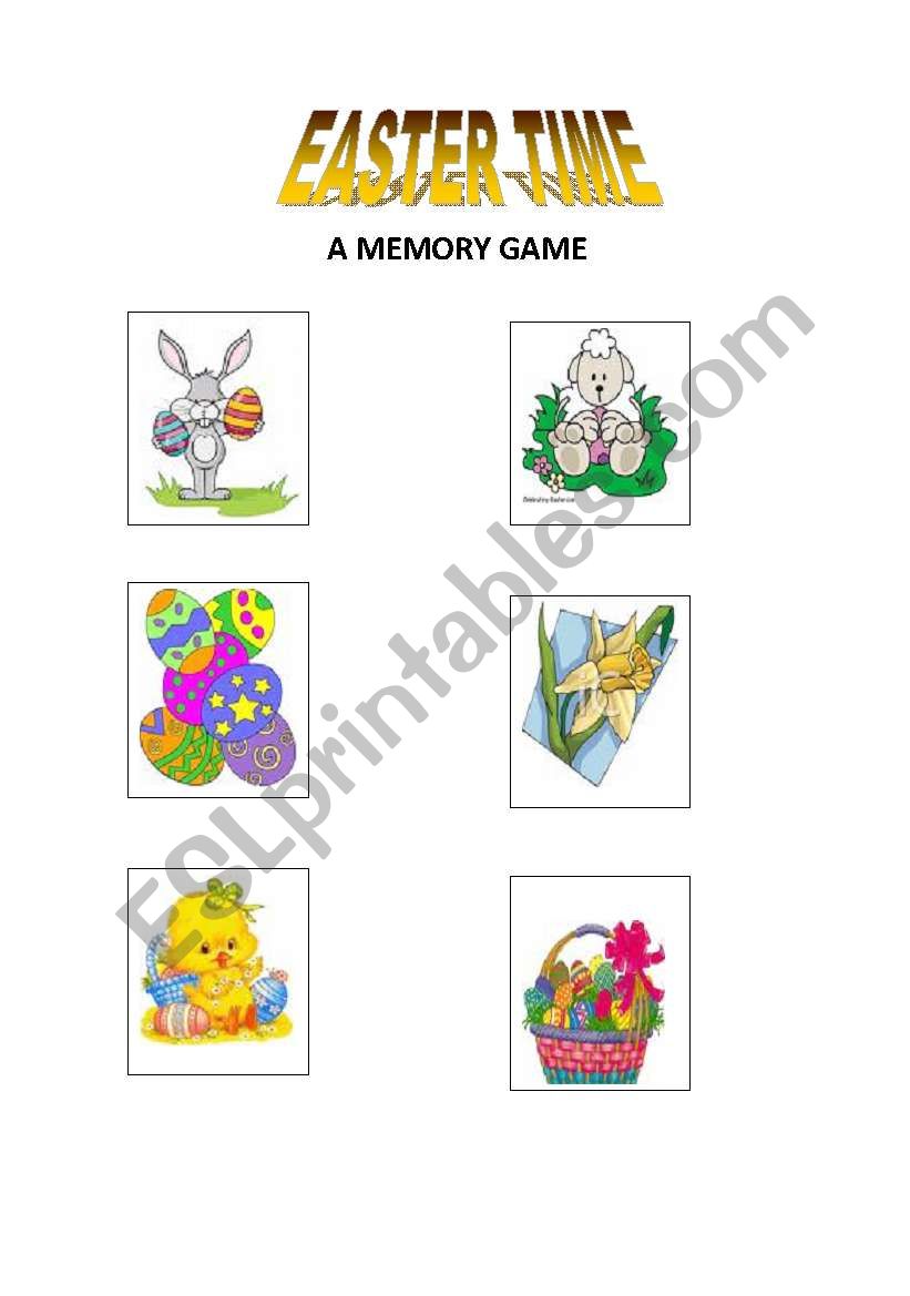 Easter time - a memory game worksheet