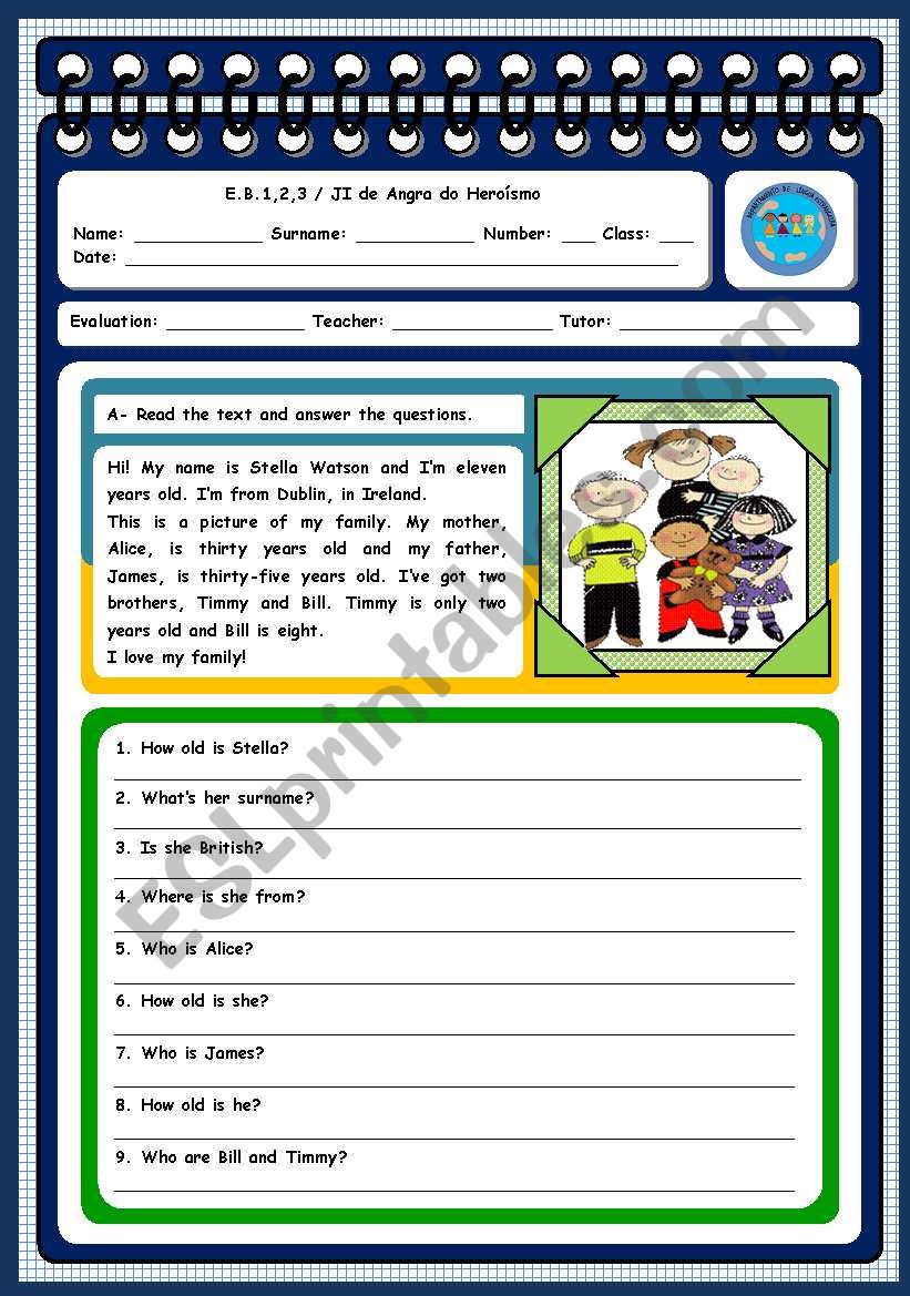 Family - test (page 1) worksheet