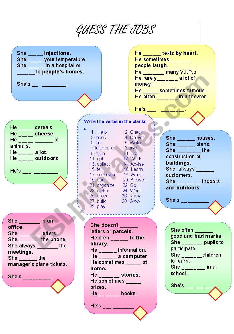 guess the jobs worksheet