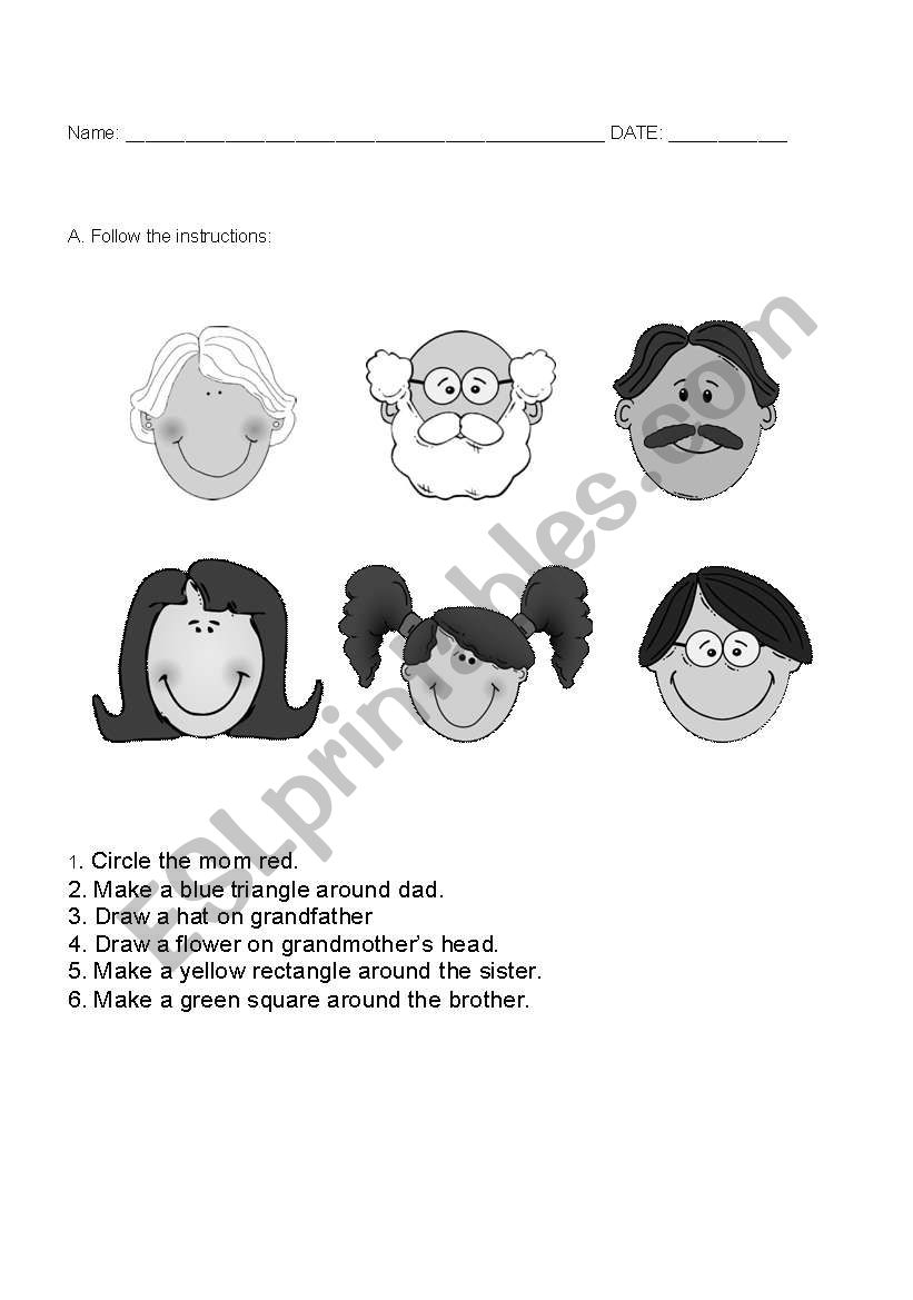 Family test worksheet