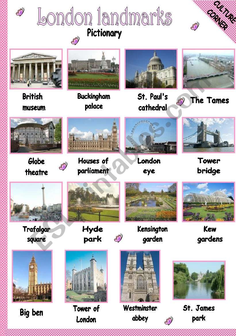 LONDON LANDMARKS - PICTIONARY worksheet