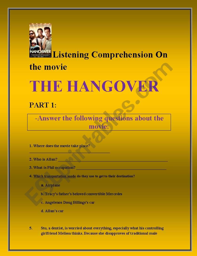 The hangover movie listening comprehension