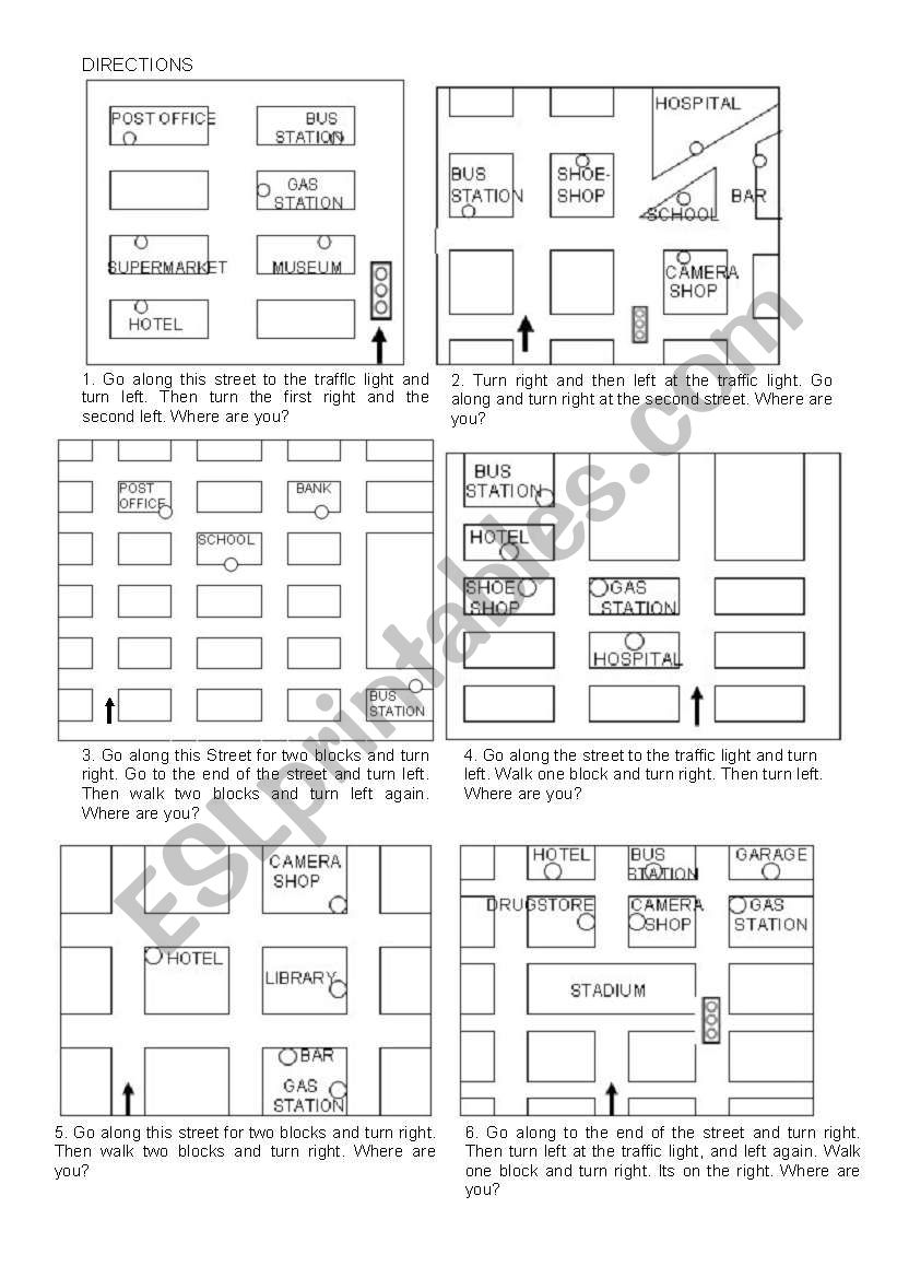 Directions worksheet