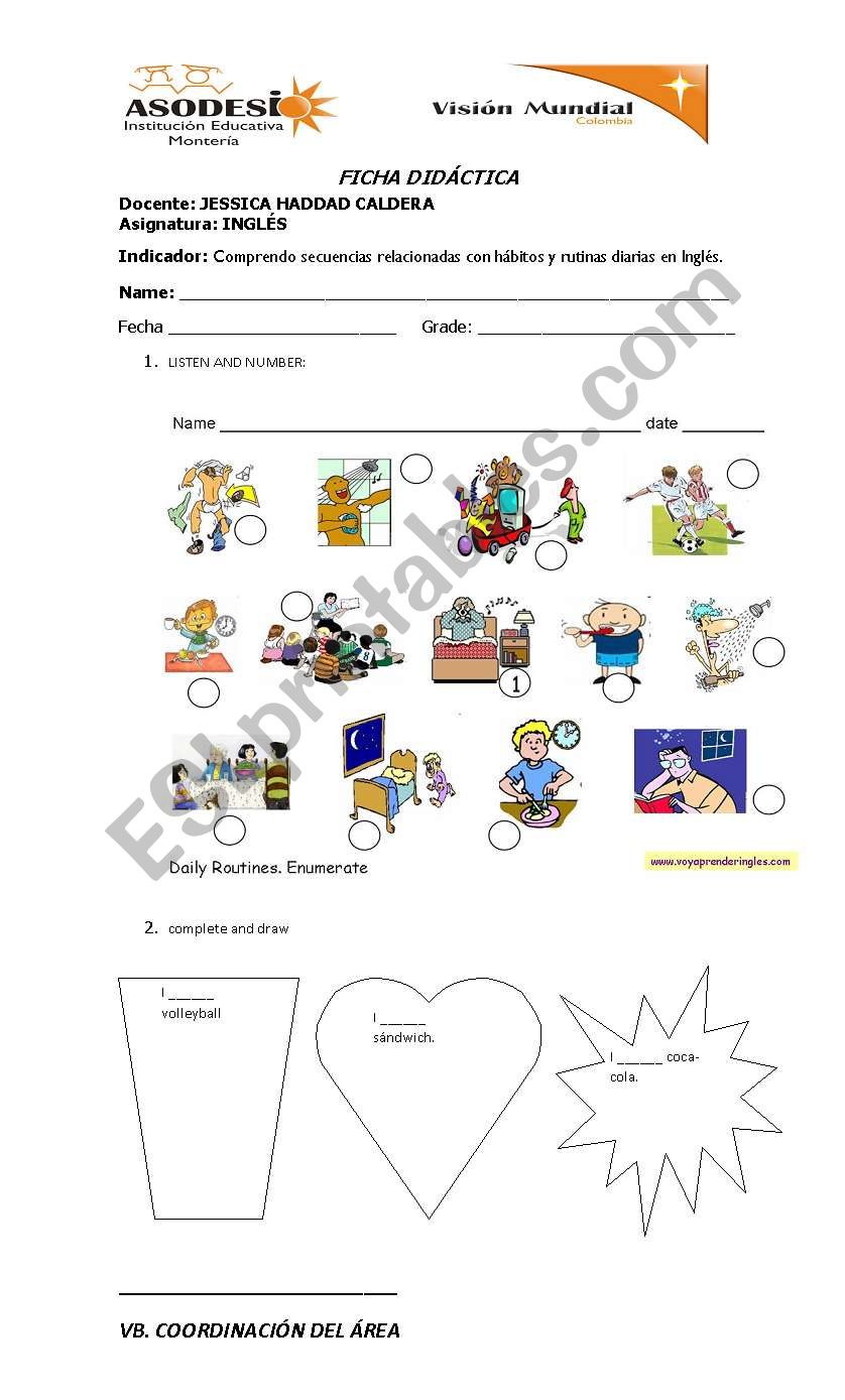 Daily Routine worksheet