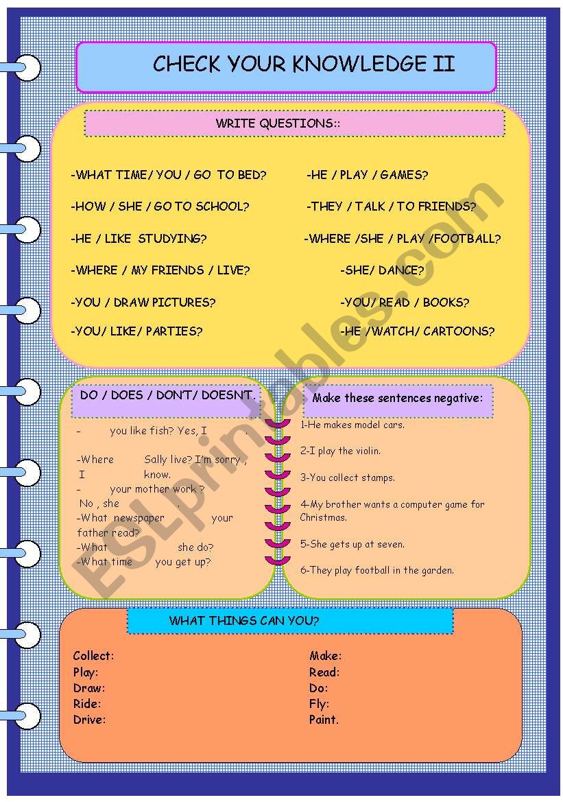 TEST YOUR KNOWLEDGE II worksheet