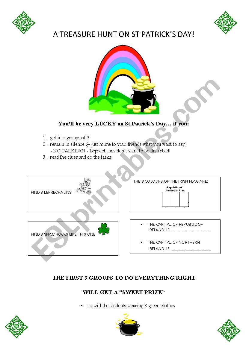 St Patricks Day Tresure Hunt worksheet