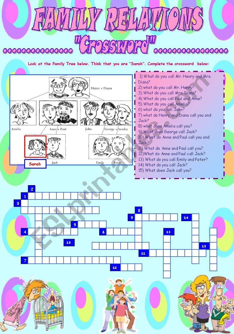 FAMILY RELATIONS (CROSSWORD) worksheet