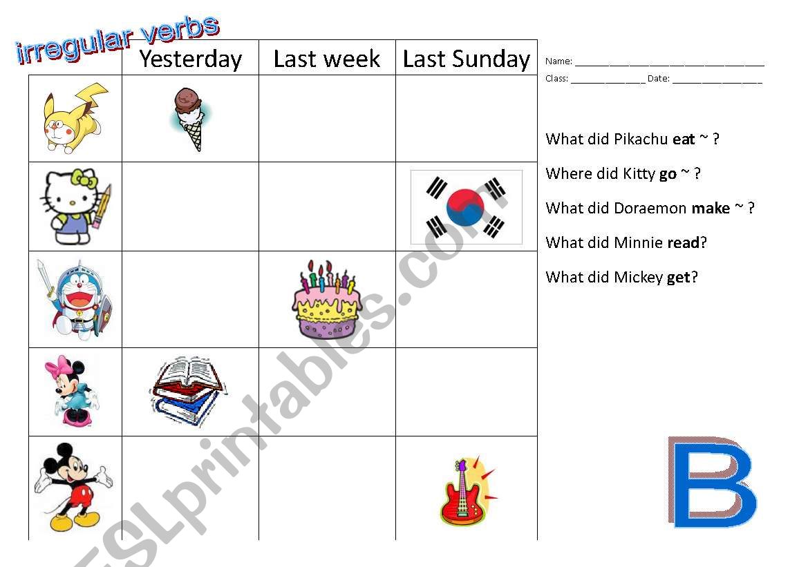 irregular verbs  - speaking activity