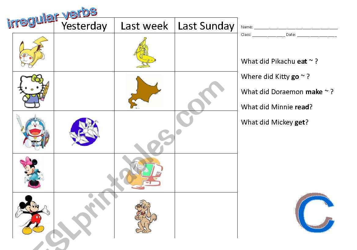 irregular verbs - speaking activity