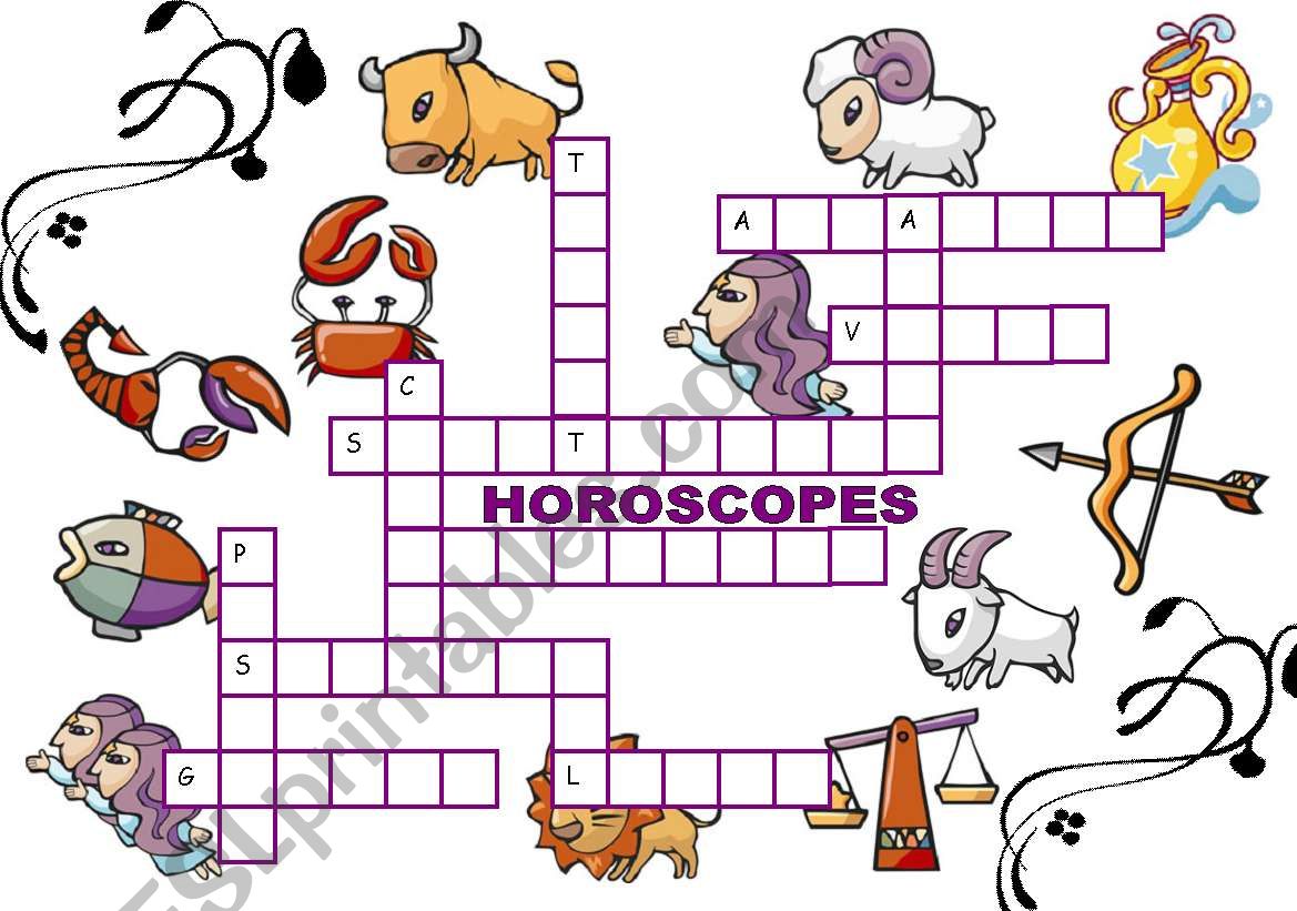 HOROSCOPES PUZZLE + KEY worksheet