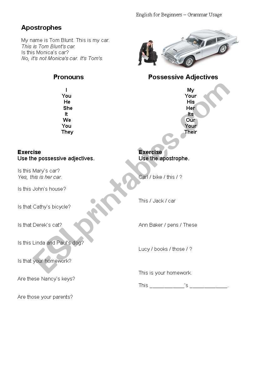 Possessive worksheet