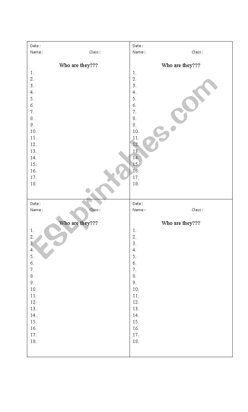 Who are they? worksheet