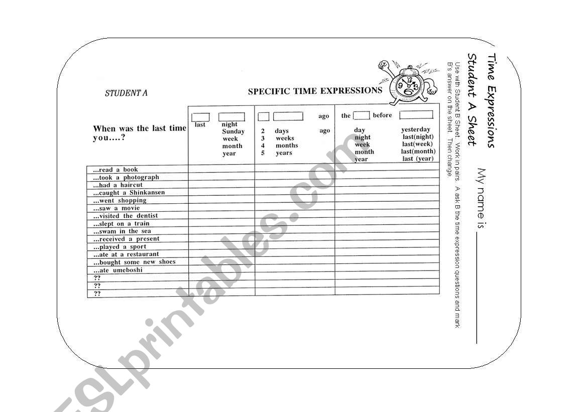 Time Survey worksheet